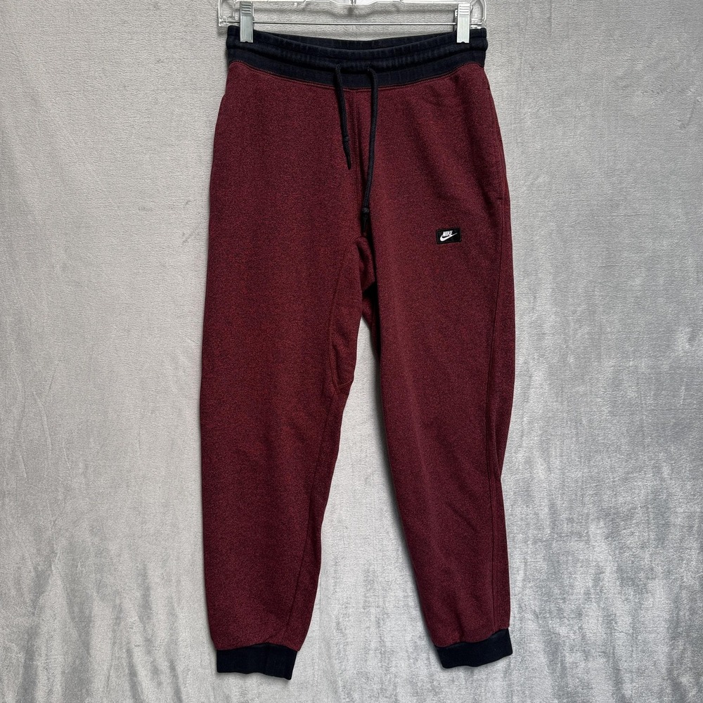 Nike Pants Mens Small Red Fleece Jogger Sweatpants Heather Logo 678558-677